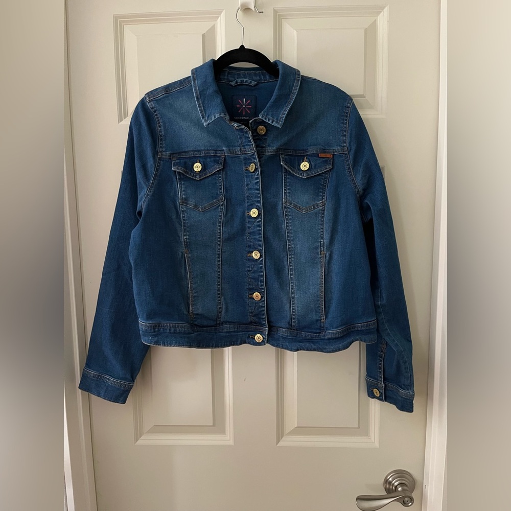 Women’s Isaac Mizrahi Live TRUE DENIM Jean Jacket , Medium Indigo size 14